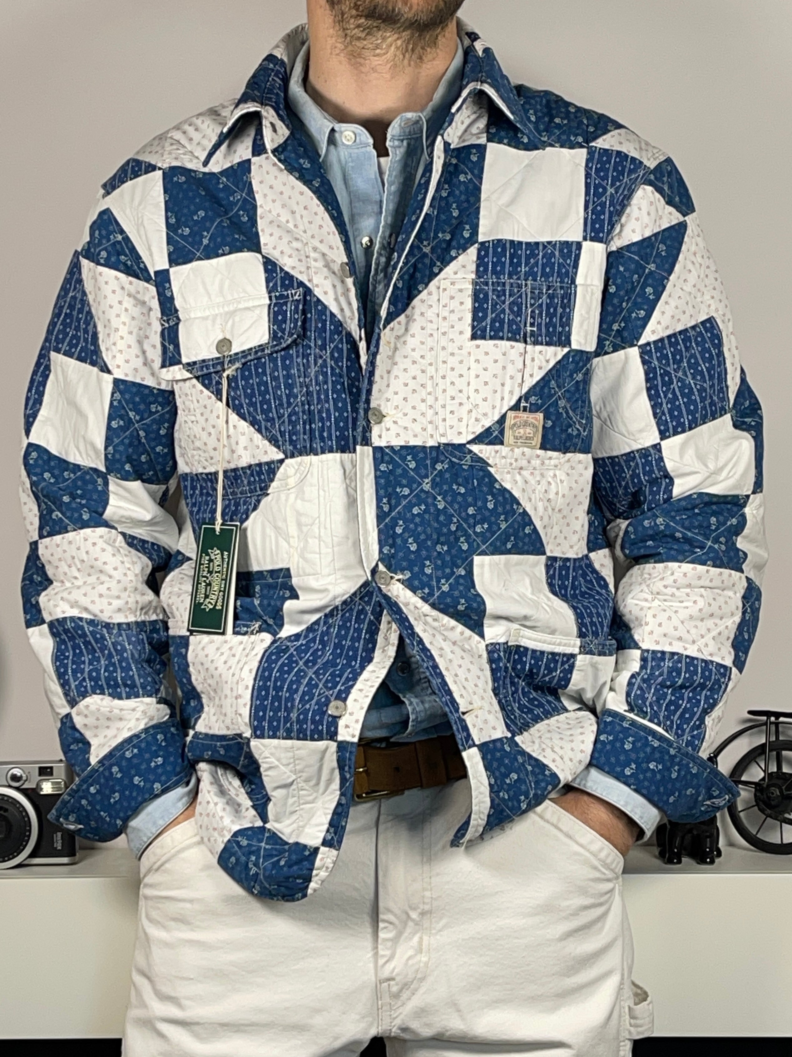 Polo Country Ralph Lauren Patchwork Cotton &amp; Linen Overshirt Jacket (2022)