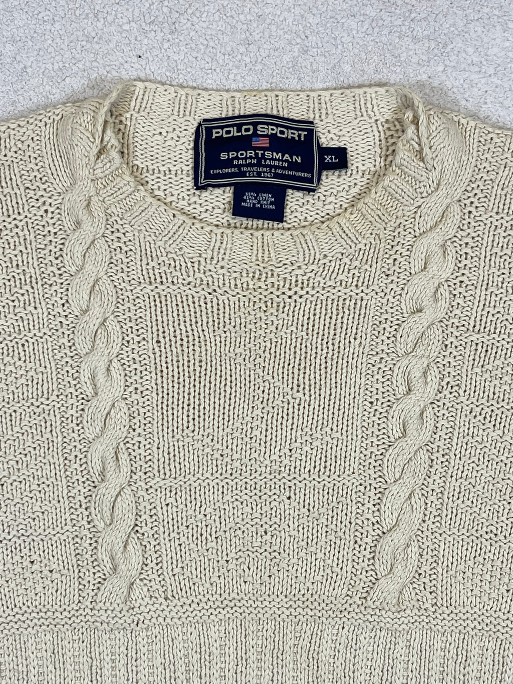 Ralph Lauren Polo Sportsman Vintage Hand-Knit Aran Anchor Sweater
