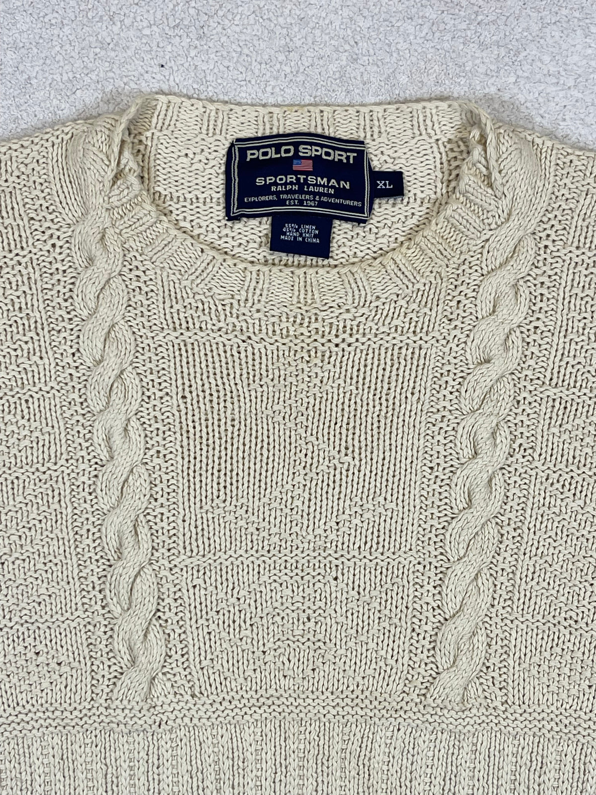 Ralph Lauren Polo Sportsman Vintage Hand-Knit Aran Anchor Sweater