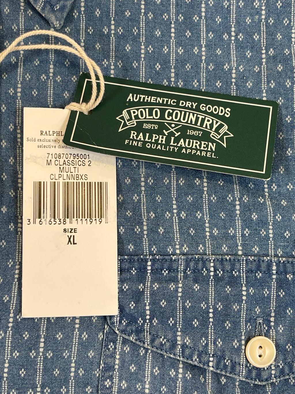 Ralph Lauren Polo Country Hemd aus Indigo-Baumwolle und Leinen
