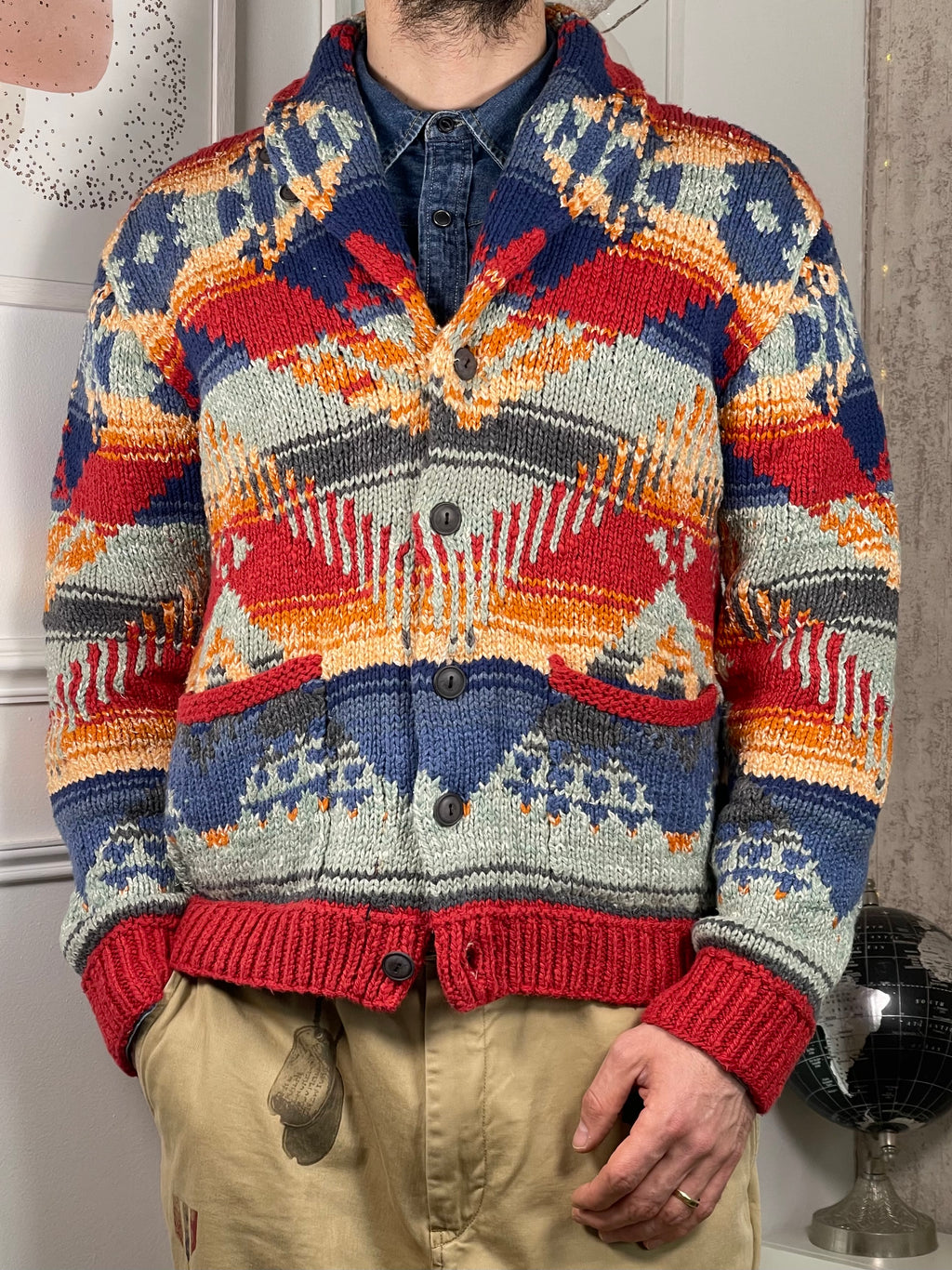 Denim & Supply Ralph Lauren Aztec Cotton Blend Cardigan (Vintage)