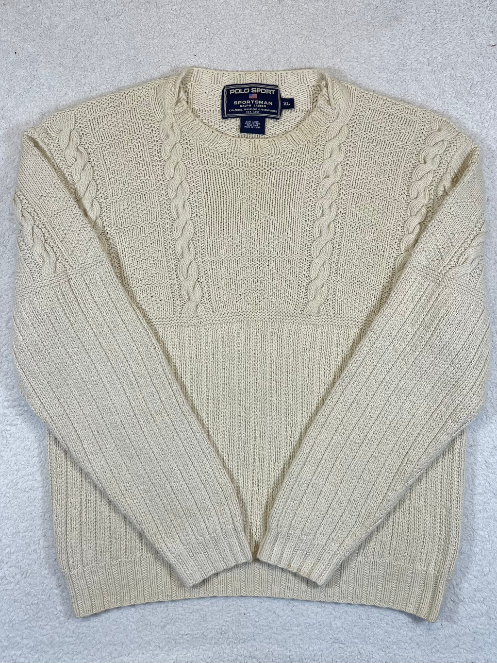 Ralph Lauren Polo Sportsman Vintage Hand-Knit Aran Anchor Sweater