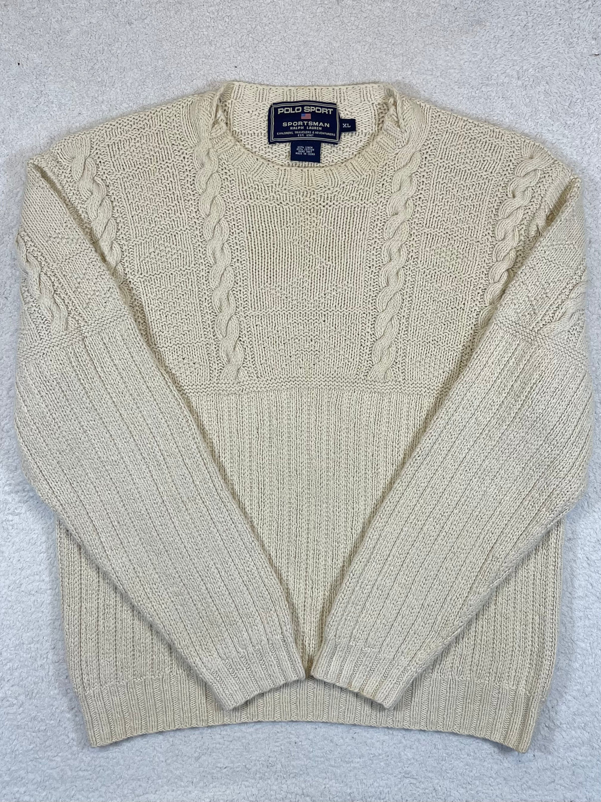 Ralph Lauren Polo Sportsman Vintage Hand-Knit Aran Anchor Sweater