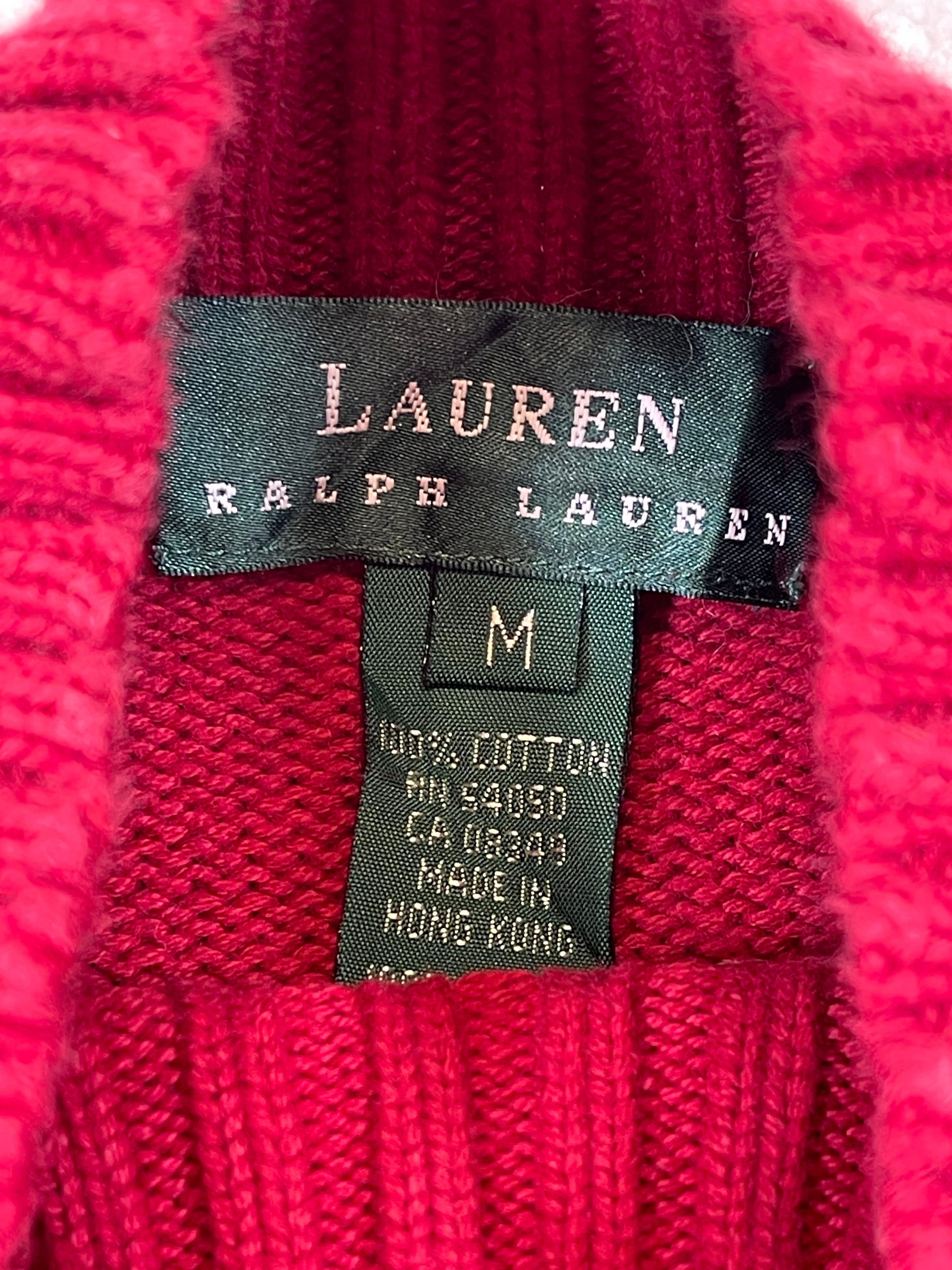 Lauren Ralph Lauren Dog Motif Funnel Neck Sweater (Vintage)