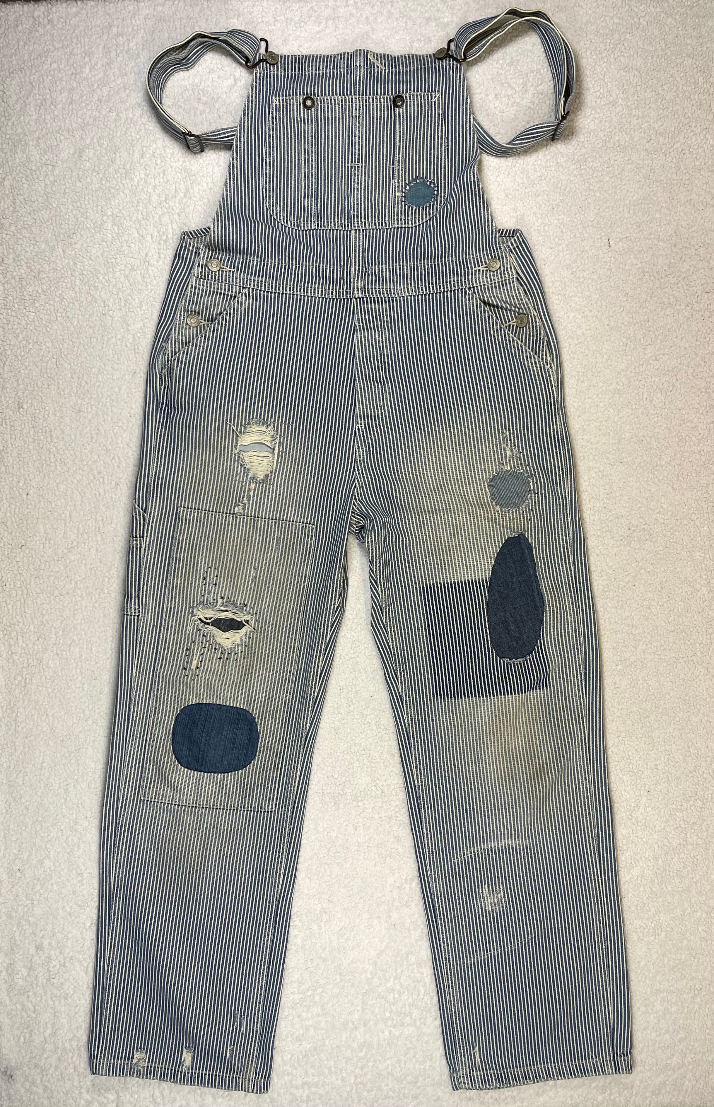 Ralph Lauren Denim & Supply Striped Aged Denim Overalls