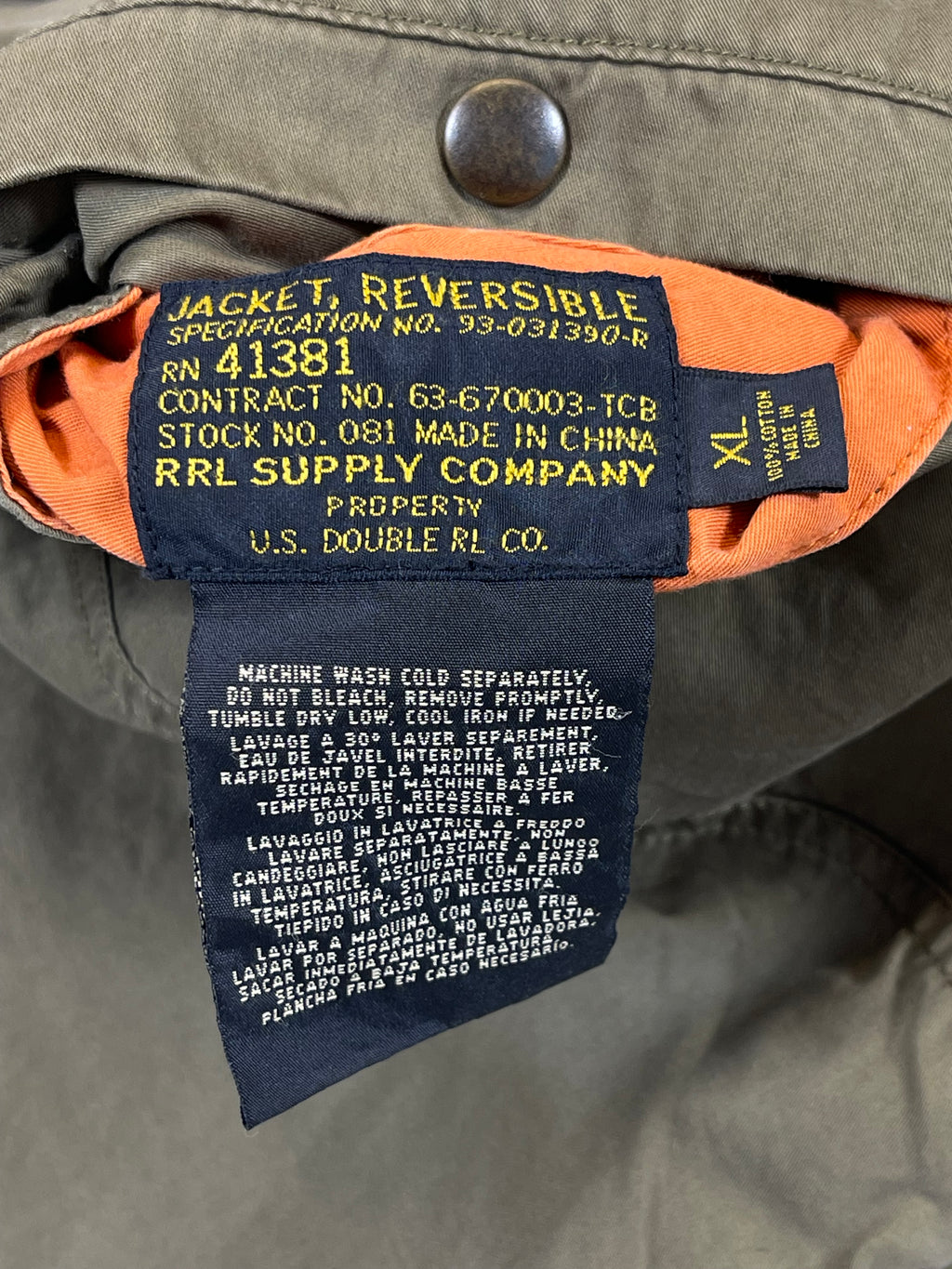 Veste réversible en sergé Ralph Lauren Double RL RRL