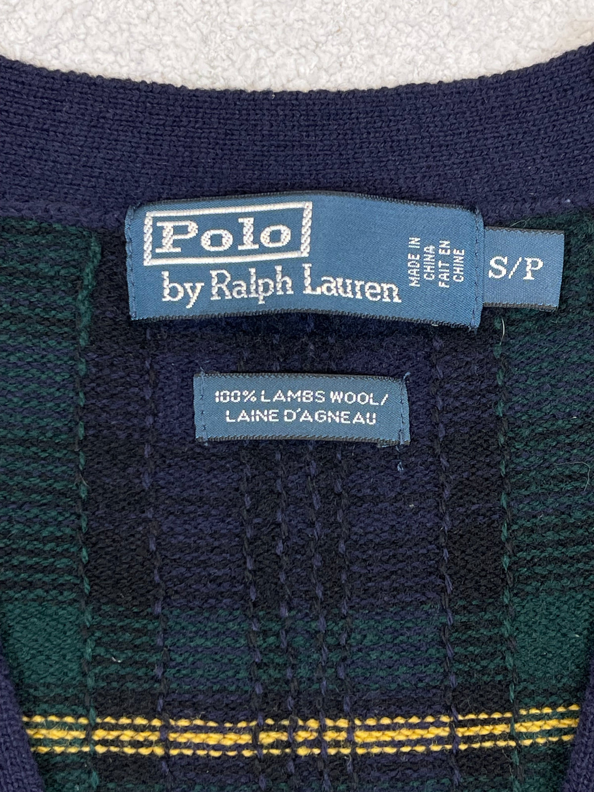 Polo by Ralph Lauren Vintage Tartan Lambswool & Suede Cardigan S