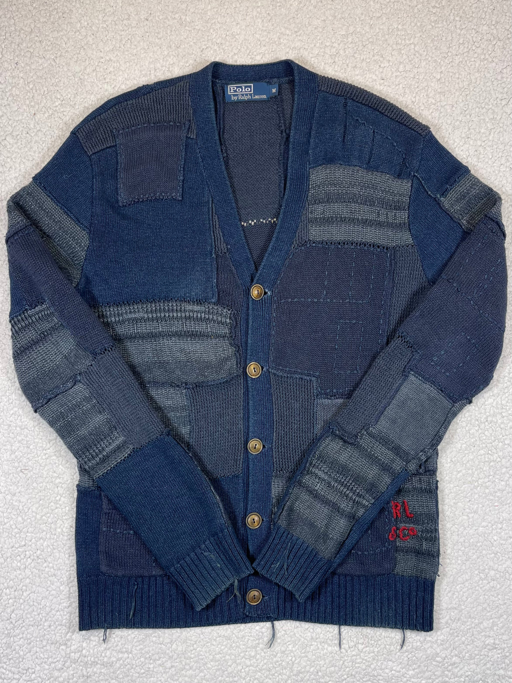 Polo by Ralph Lauren Indigo Patchwork Cotton & Linen Cardigan (Vintage 2000s)