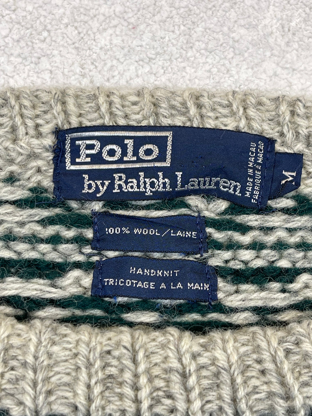 Polo by Ralph Lauren 1990s Vintage Hand-Knit Reindeer Wool Sweater