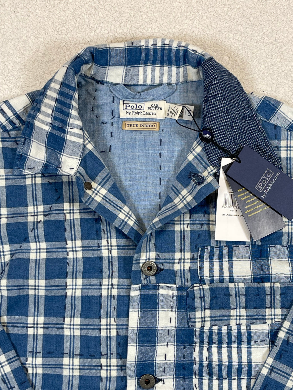🧵 Polo by Ralph Lauren x Oak Bluffs Limited-Edition Indigo Patchwork Overshirt S