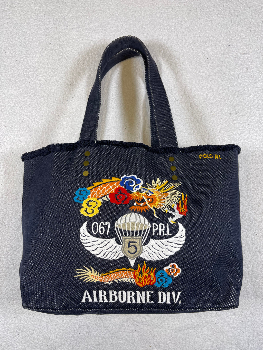 Polo Ralph Lauren Airborne Div. 5 Denim Tote Bag