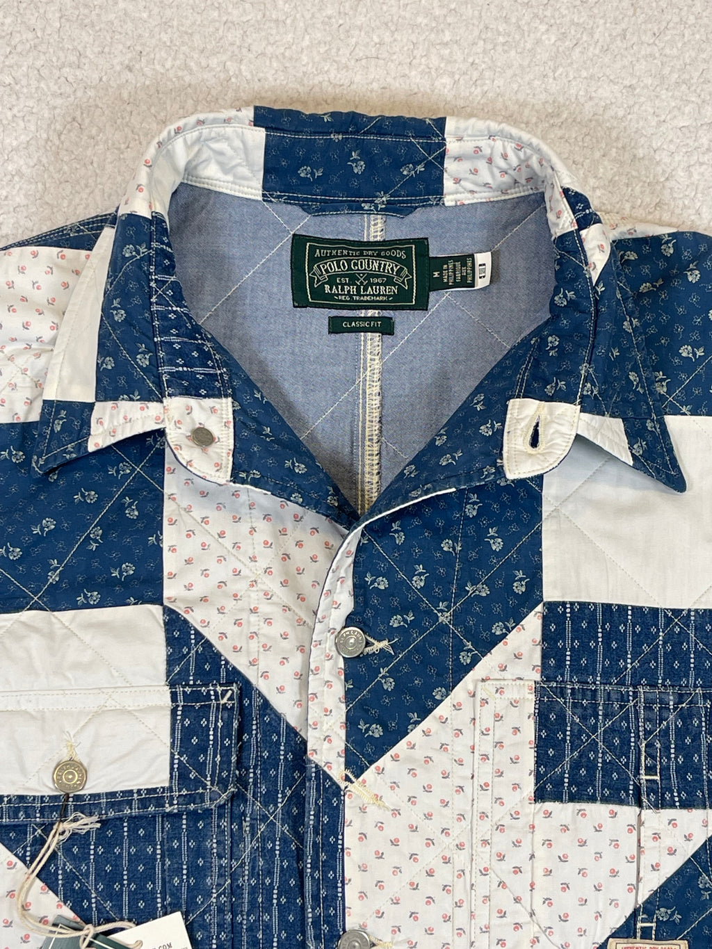 Polo Country Ralph Lauren Patchwork Cotton &amp; Linen Overshirt Jacket (2022)