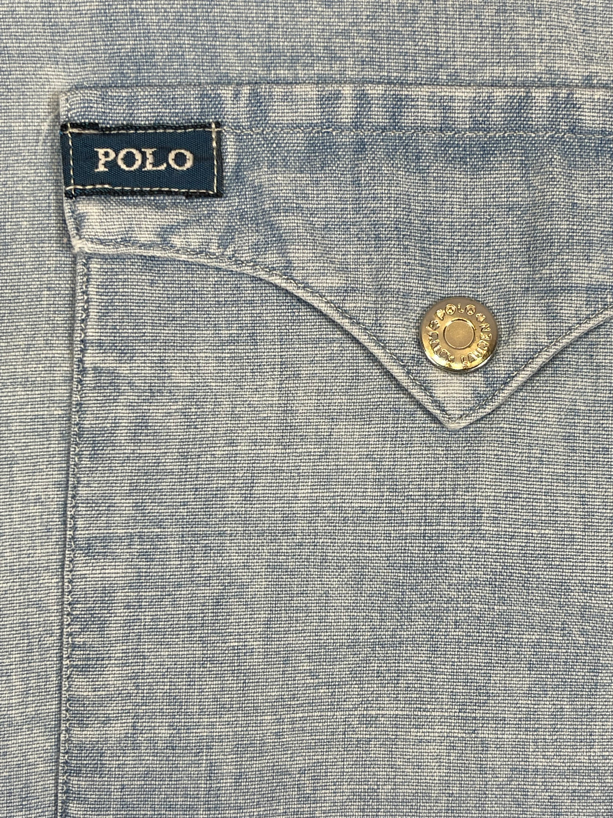 Polo by Ralph Lauren Vintage Patterned Chambray Western Shirt XL