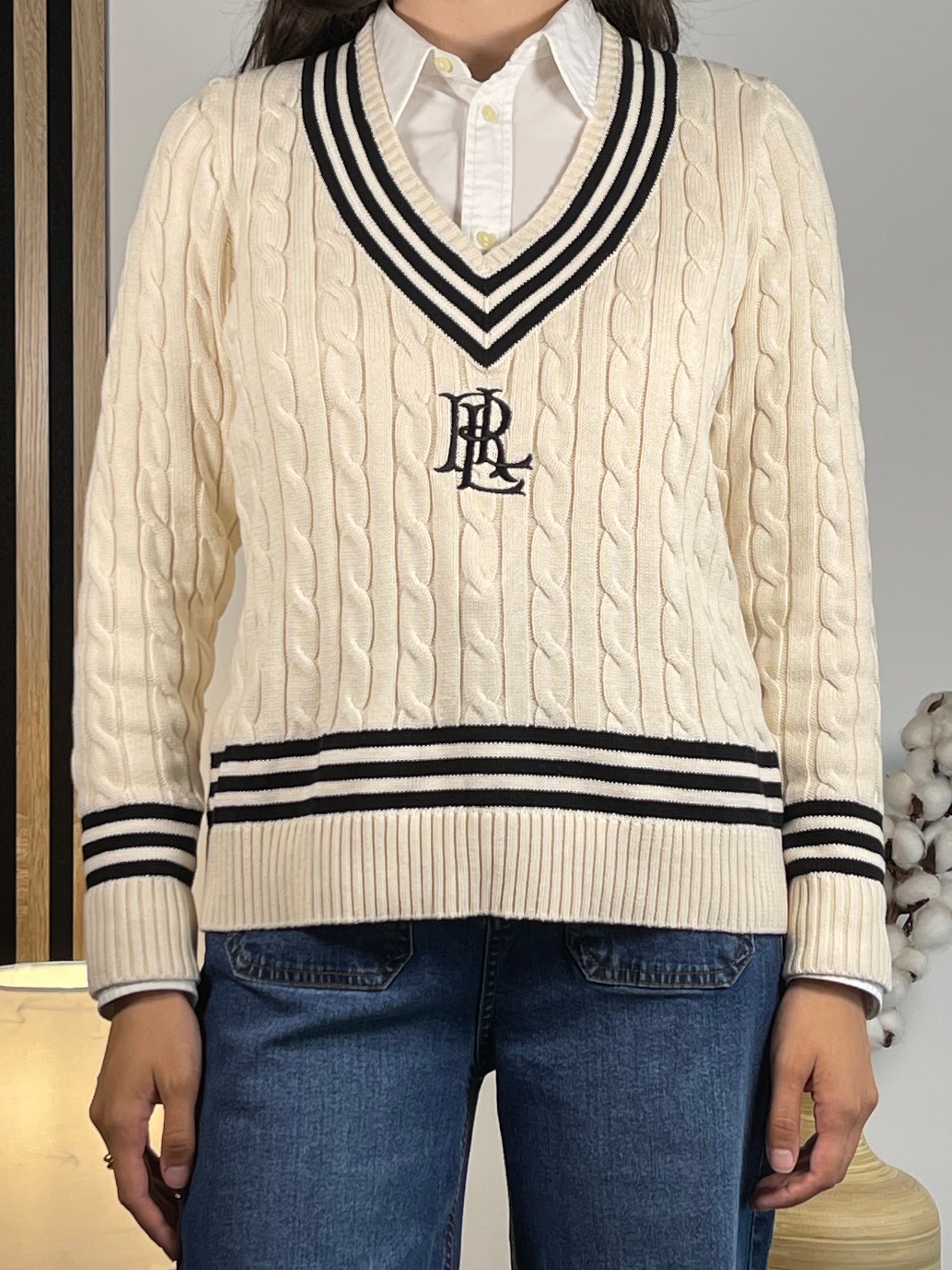 Lauren Ralph Lauren LRL Crest Cable-Knit Cricket Sweater (2024)