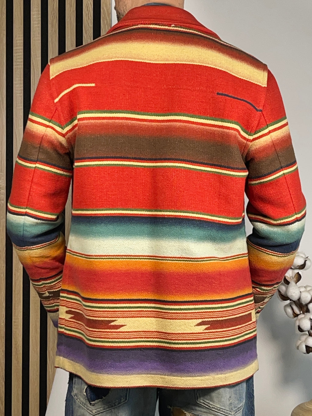 Veste de travail Ralph Lauren Country motif aztèque (Vintage années 90, Fabriquée aux États-Unis)