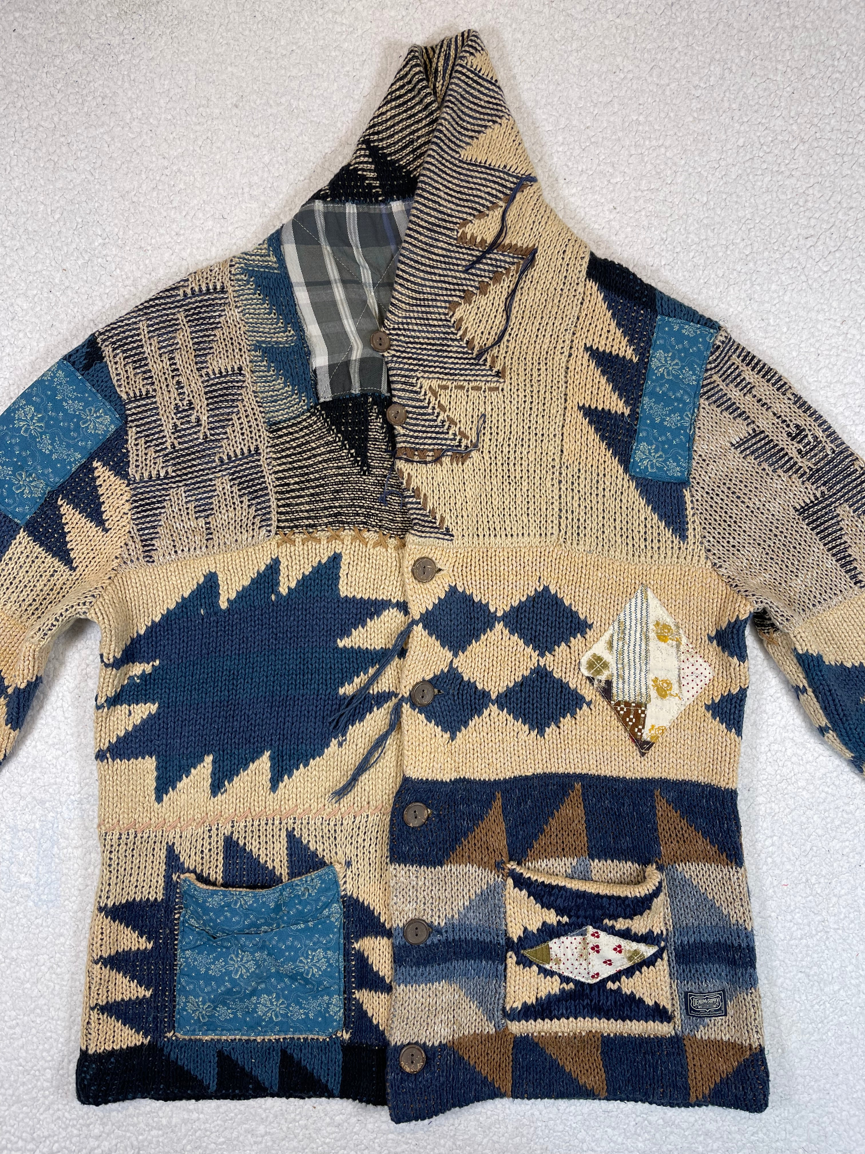 Ralph Lauren Denim & Supply Patchwork Shawl Collar Cardigan (Vintage 2000s)