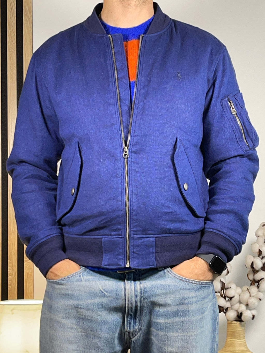 Polo Ralph Lauren Linen & Stretch Cotton Bomber Jacket S