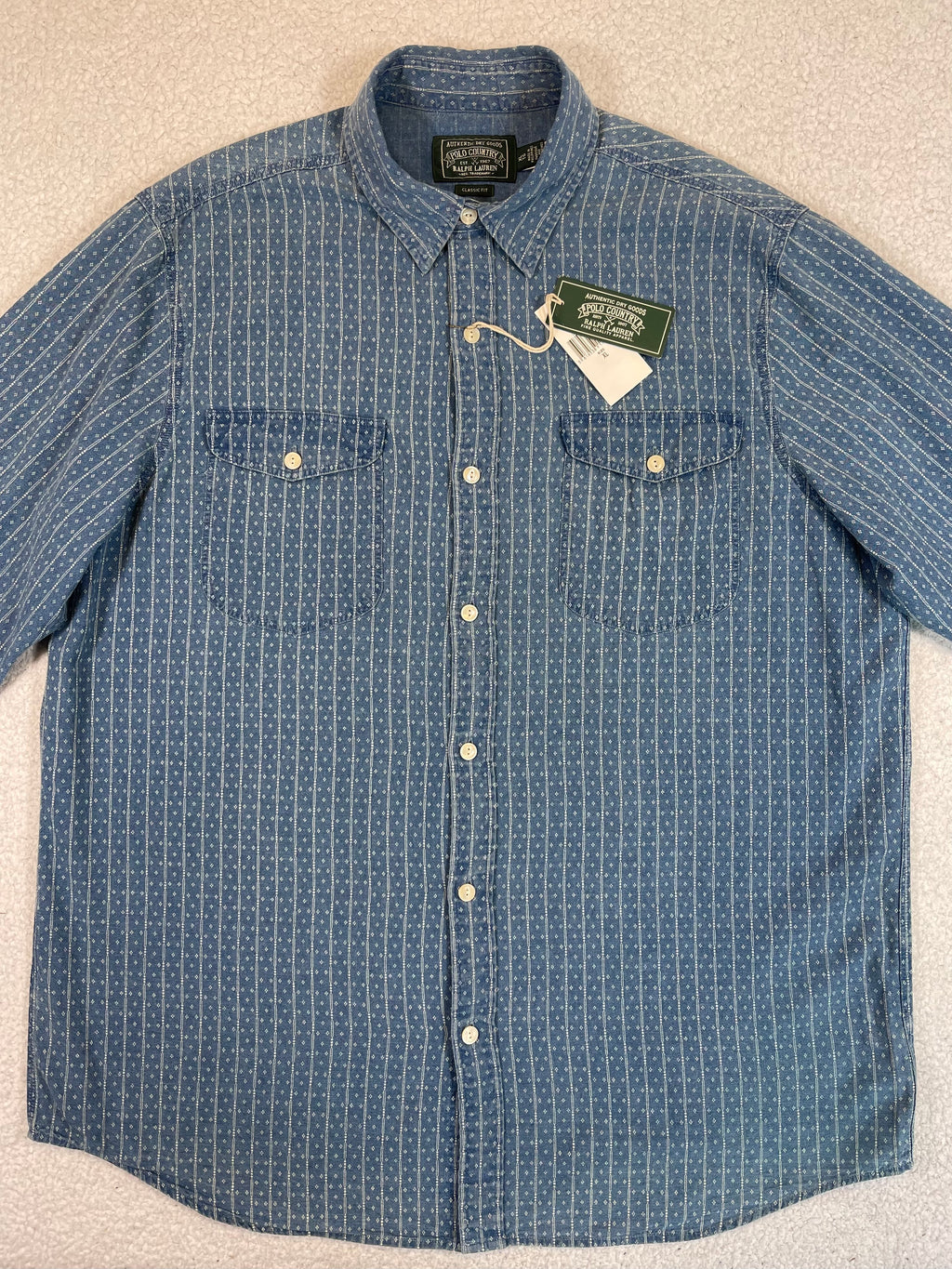 Ralph Lauren Polo Country Hemd aus Indigo-Baumwolle und Leinen