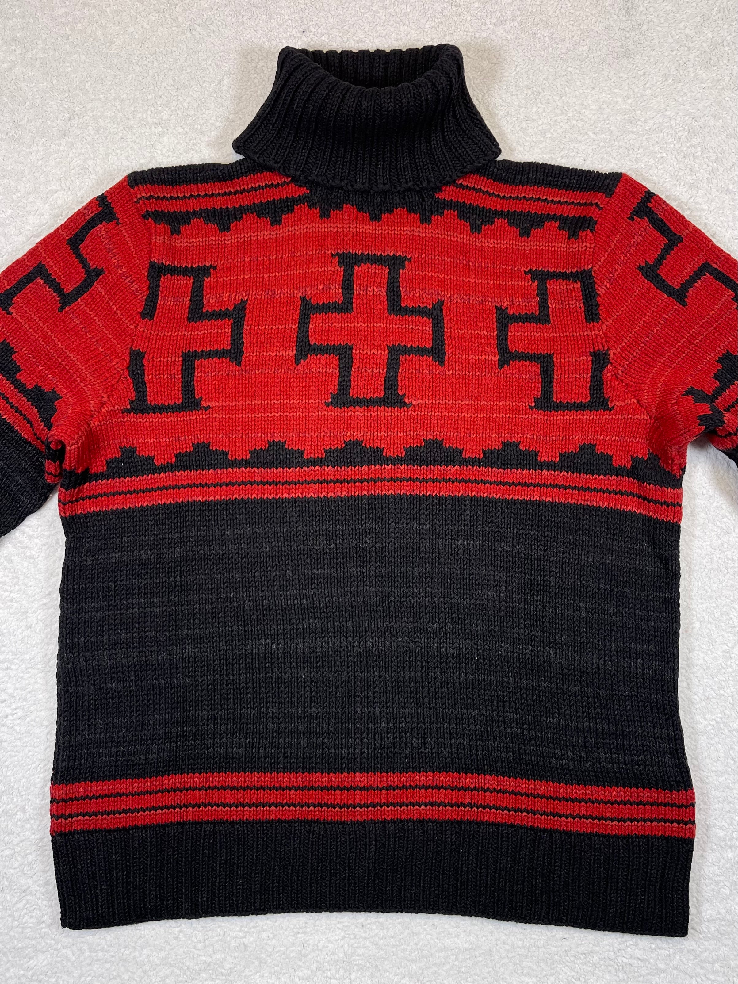 Polo by Ralph Lauren Vintage Hand-Knit Patterned Wool, Linen & Silk Turtleneck Sweater