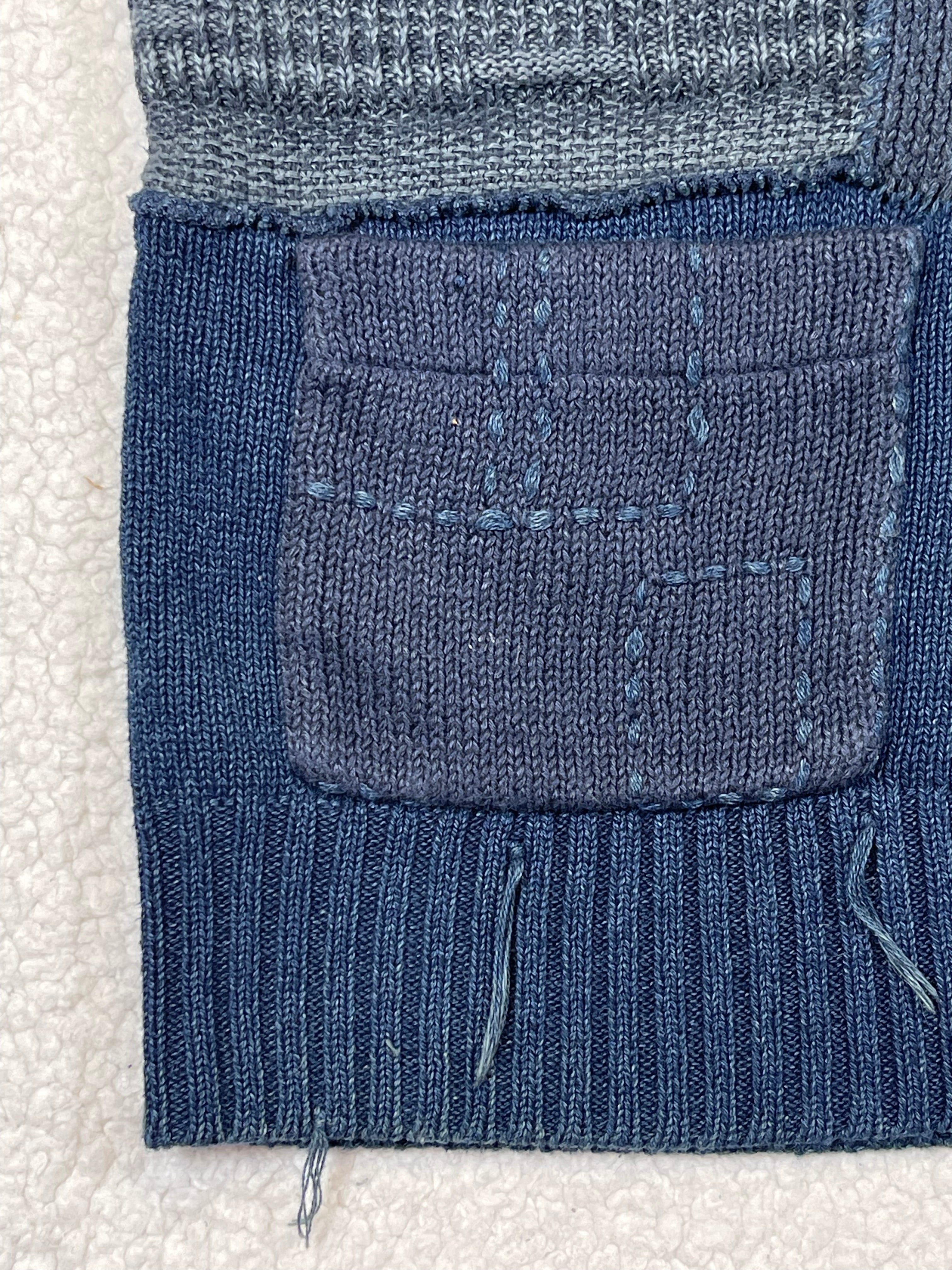 Polo by Ralph Lauren Indigo Patchwork Cotton & Linen Cardigan (Vintage 2000s)