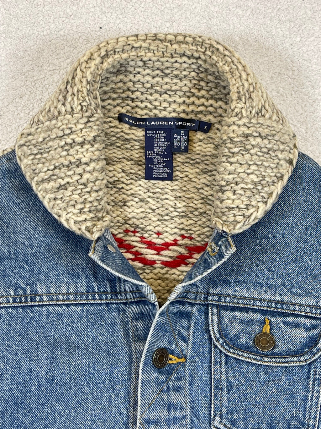 Ralph Lauren Sport Vintage Aztec Denim & Wool Trucker Jacket