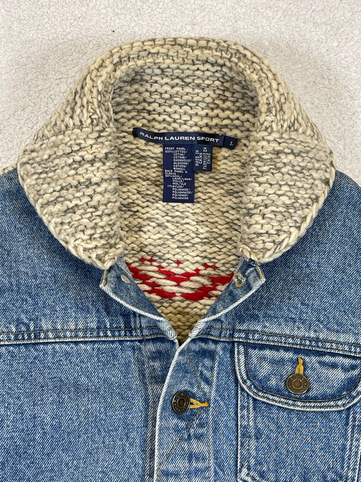 Ralph Lauren Sport Vintage Aztec Denim & Wool Trucker Jacket