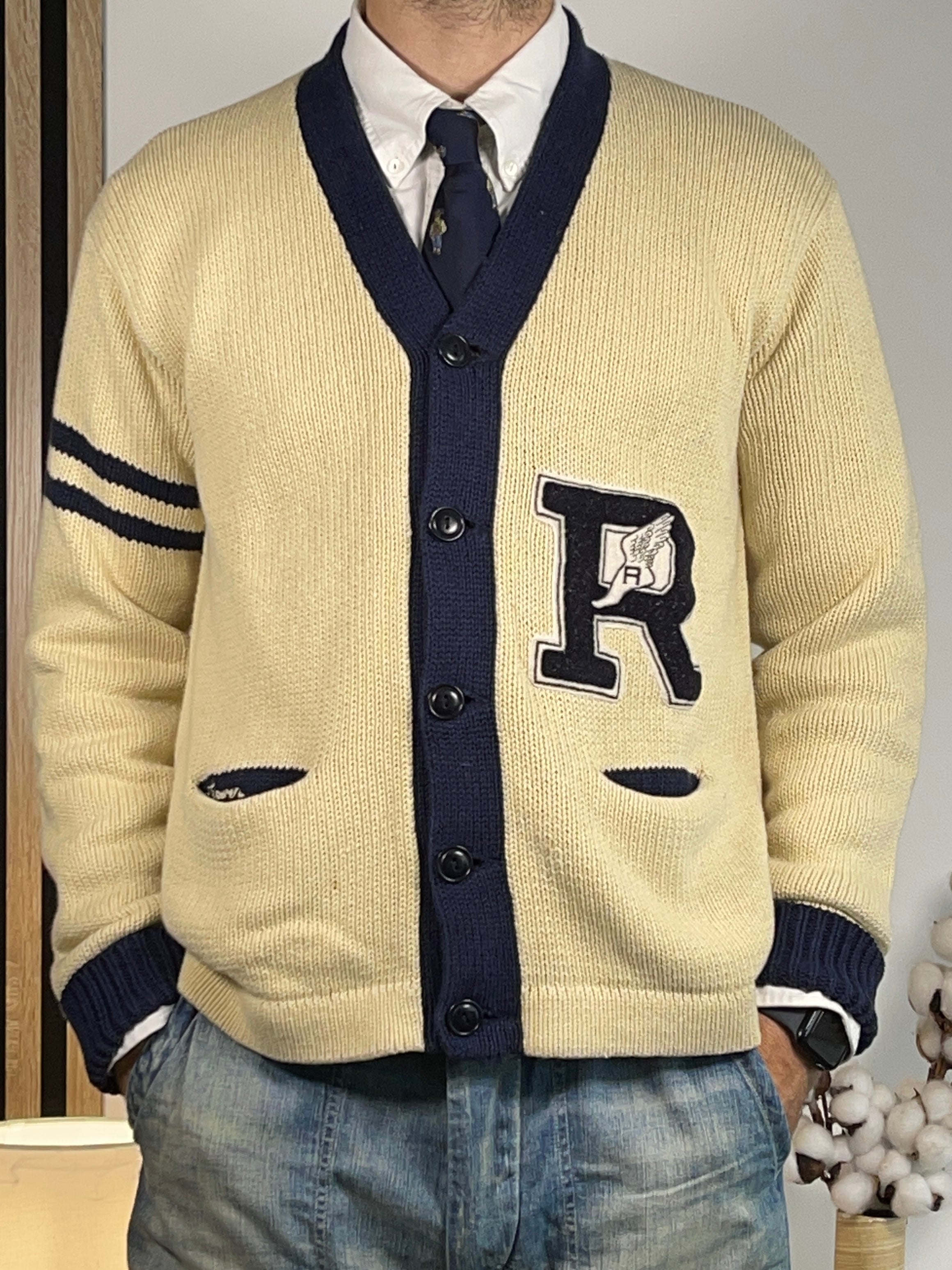 Polo by Ralph Lauren Vintage Collegiate-Inspired Linen & Cotton Cardigan