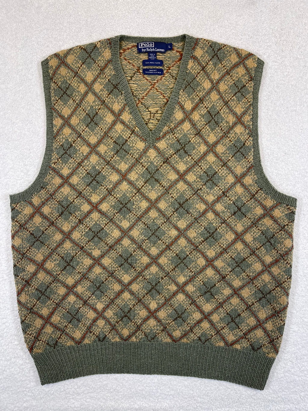 Polo by Ralph Lauren Vintage Hand-Knit Argyle Wool Sweater Vest