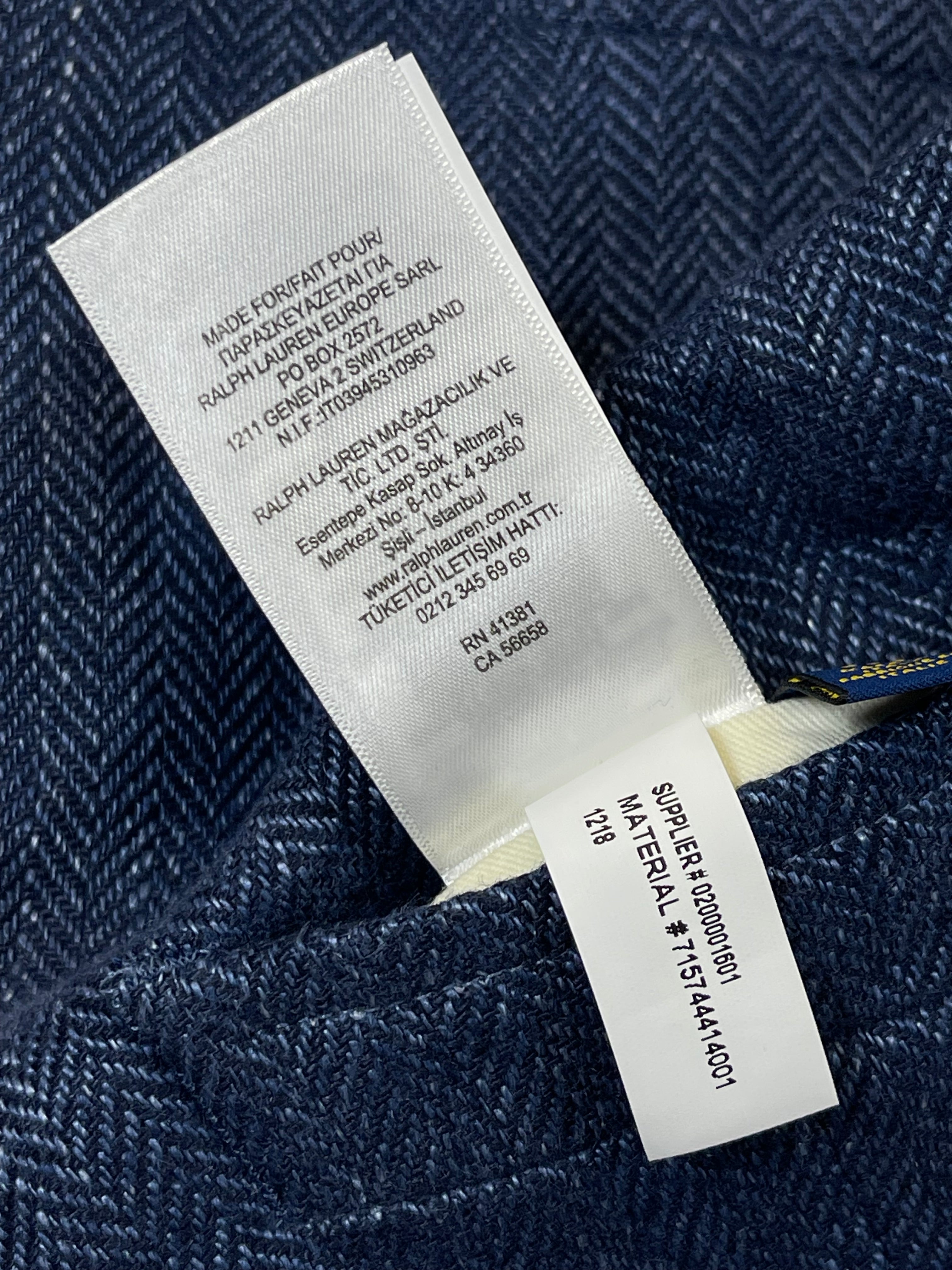 Polo Ralph Lauren Made in Italy Indigo Herringbone Linen Vest