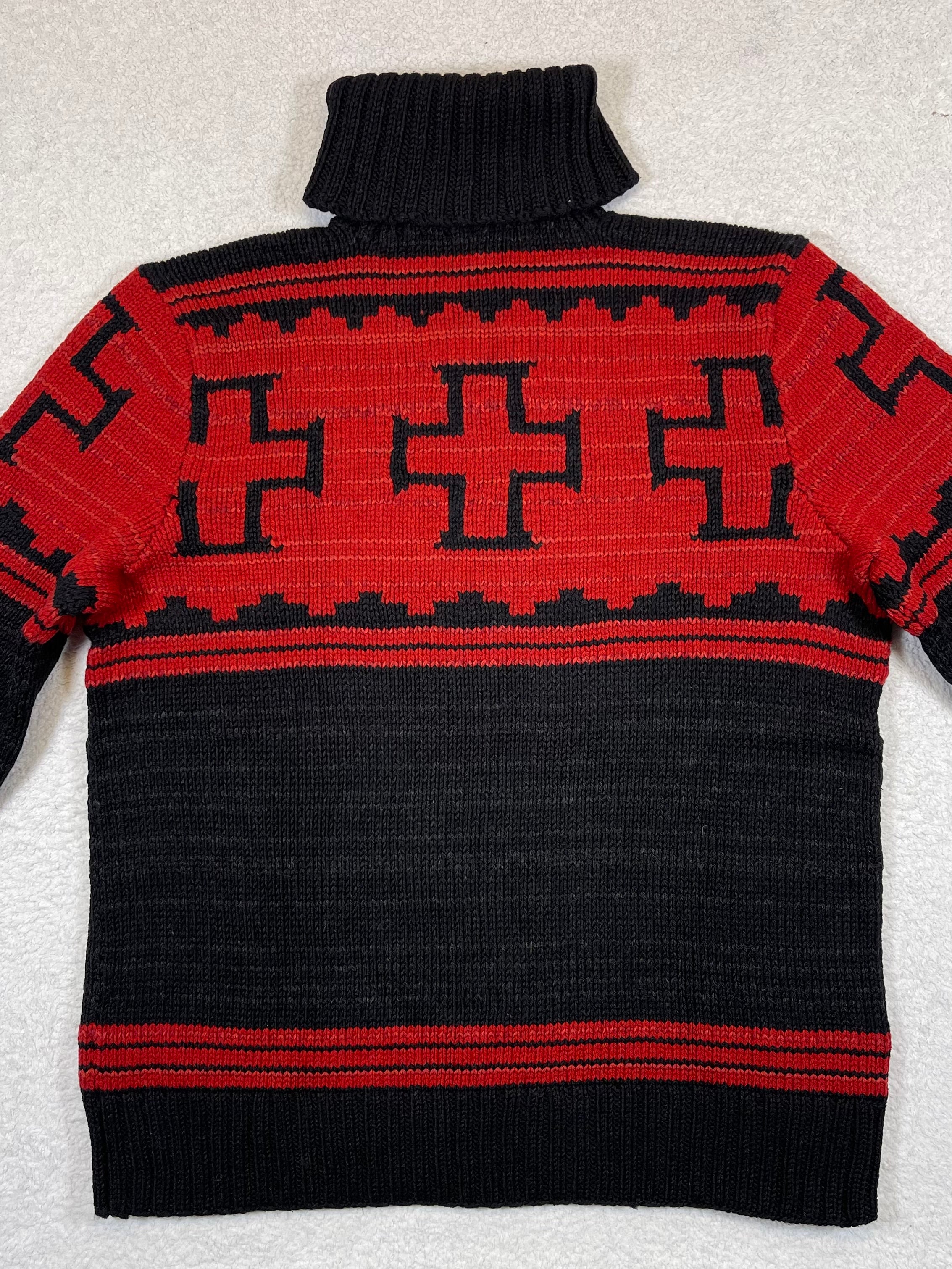 Polo by Ralph Lauren Vintage Hand-Knit Patterned Wool, Linen & Silk Turtleneck Sweater