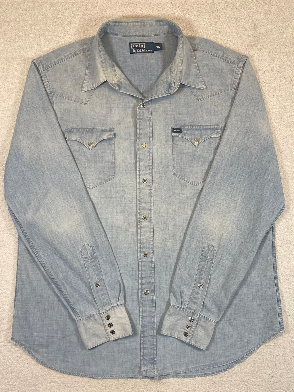 Polo by Ralph Lauren Vintage Patterned Chambray Western Shirt XL