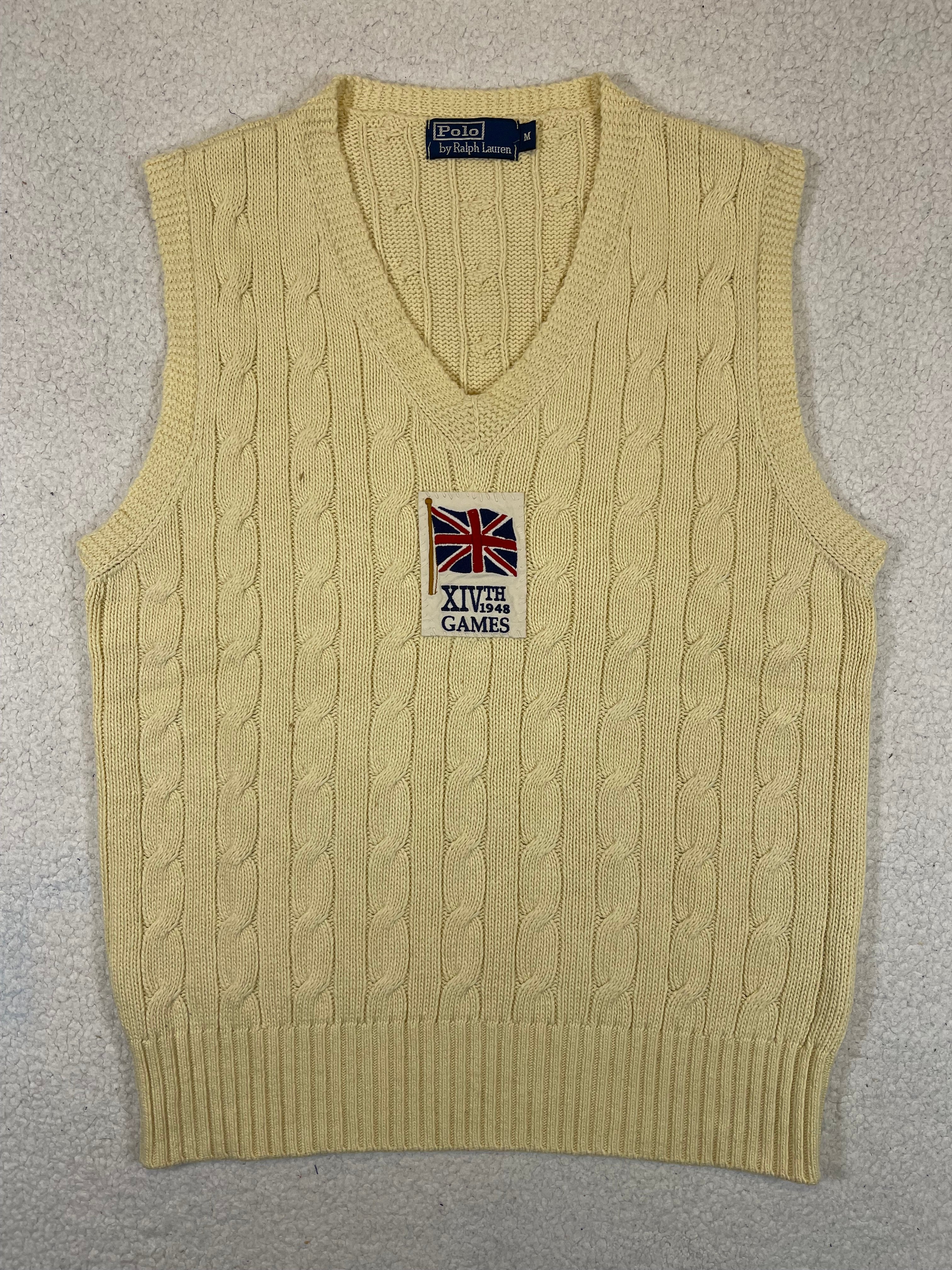 Polo Ralph Lauren UK Cable-Knit Cotton & Cashmere Sweater Vest (Vintage 2000s)