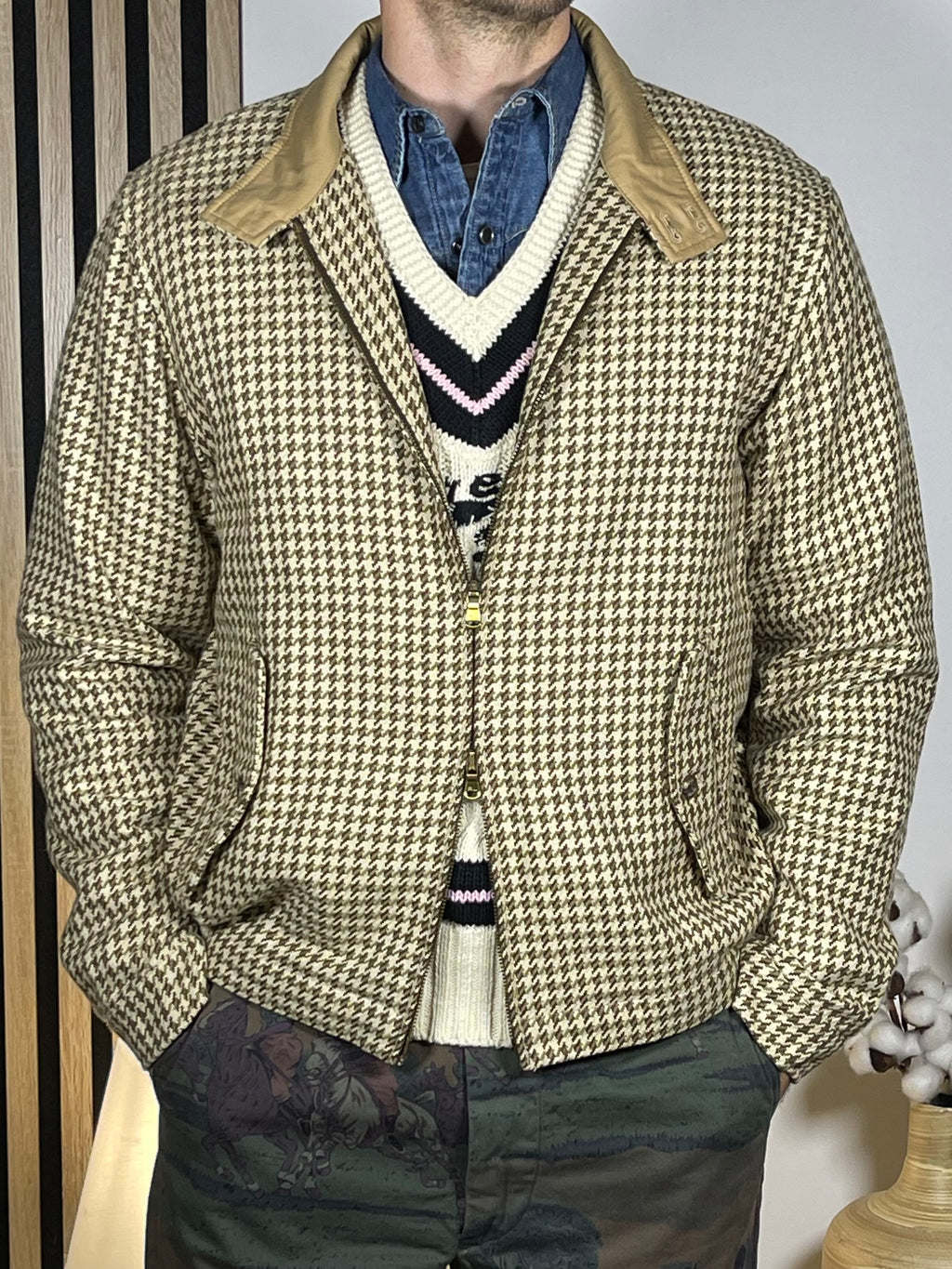 Polo Golf Ralph Lauren Houndstooth Linen Blend Jacket (Vintage)