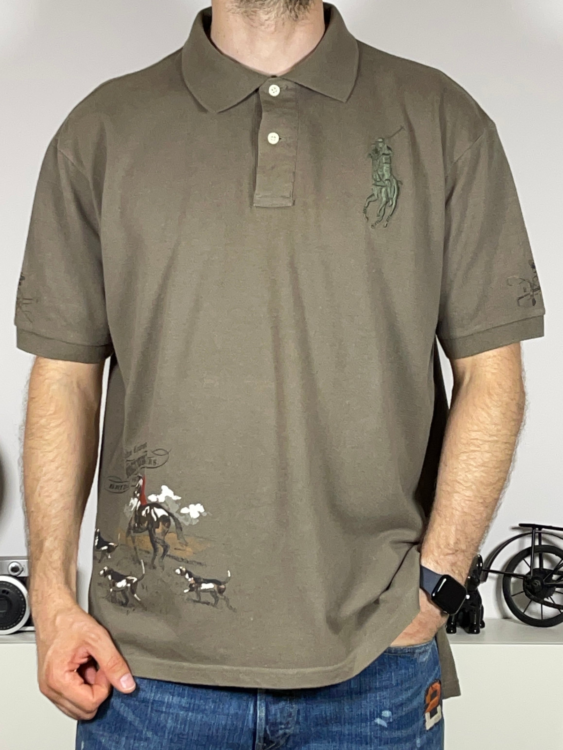 Polo Ralph Lauren Hunting Motif Cotton Piqué Polo (Vintage 2000s)