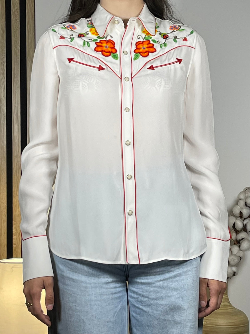 Ralph Lauren Collection Embroidered Satin Western Shirt