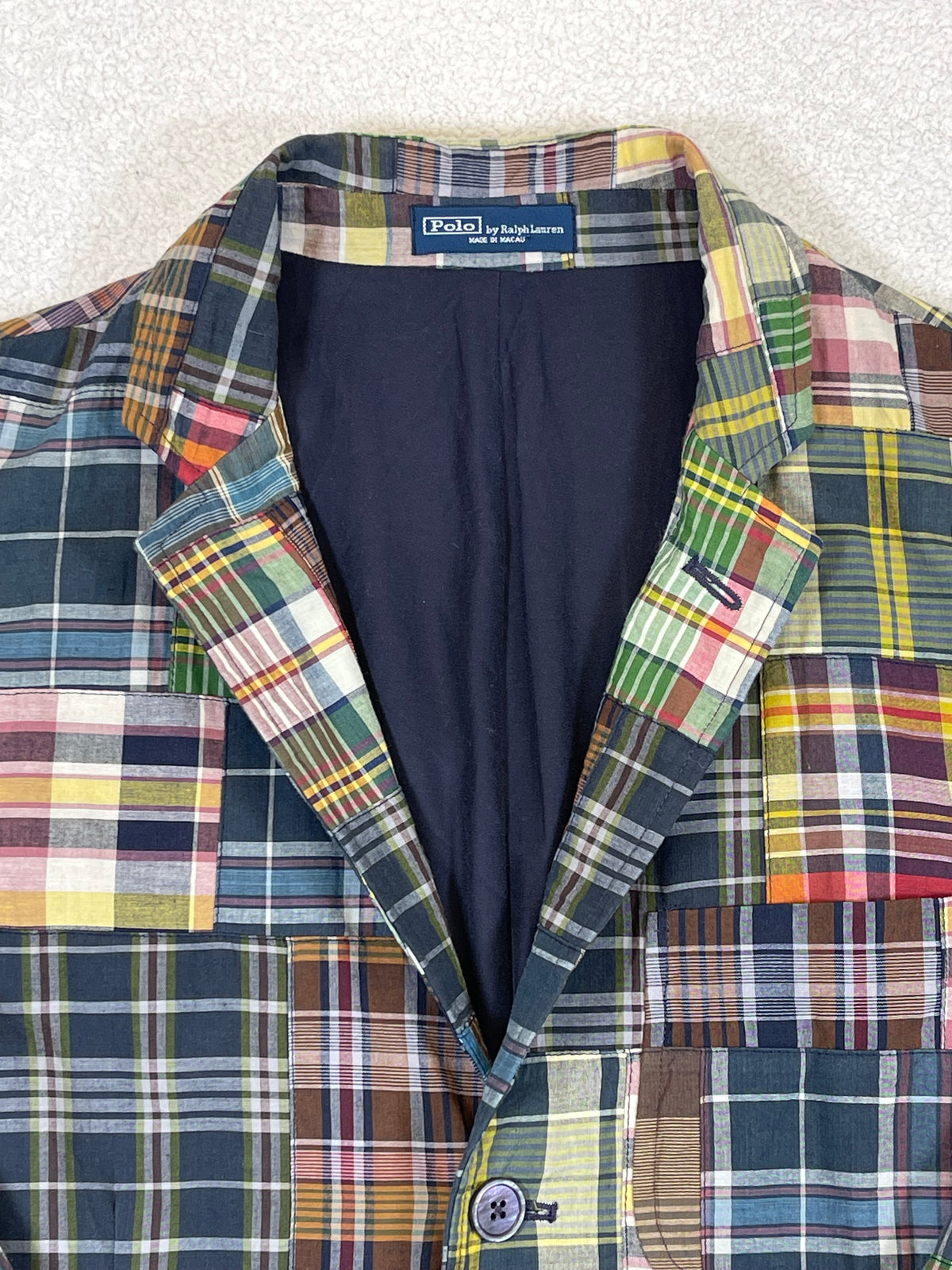 Polo by Ralph Lauren Polo Soft Patchwork Madras Cotton Blazer M