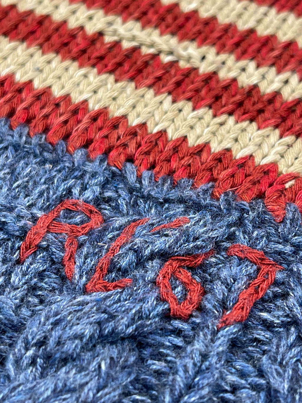 Denim & Supply Ralph Lauren Aran Knit Shawl Collar Flag Sweater (2021)