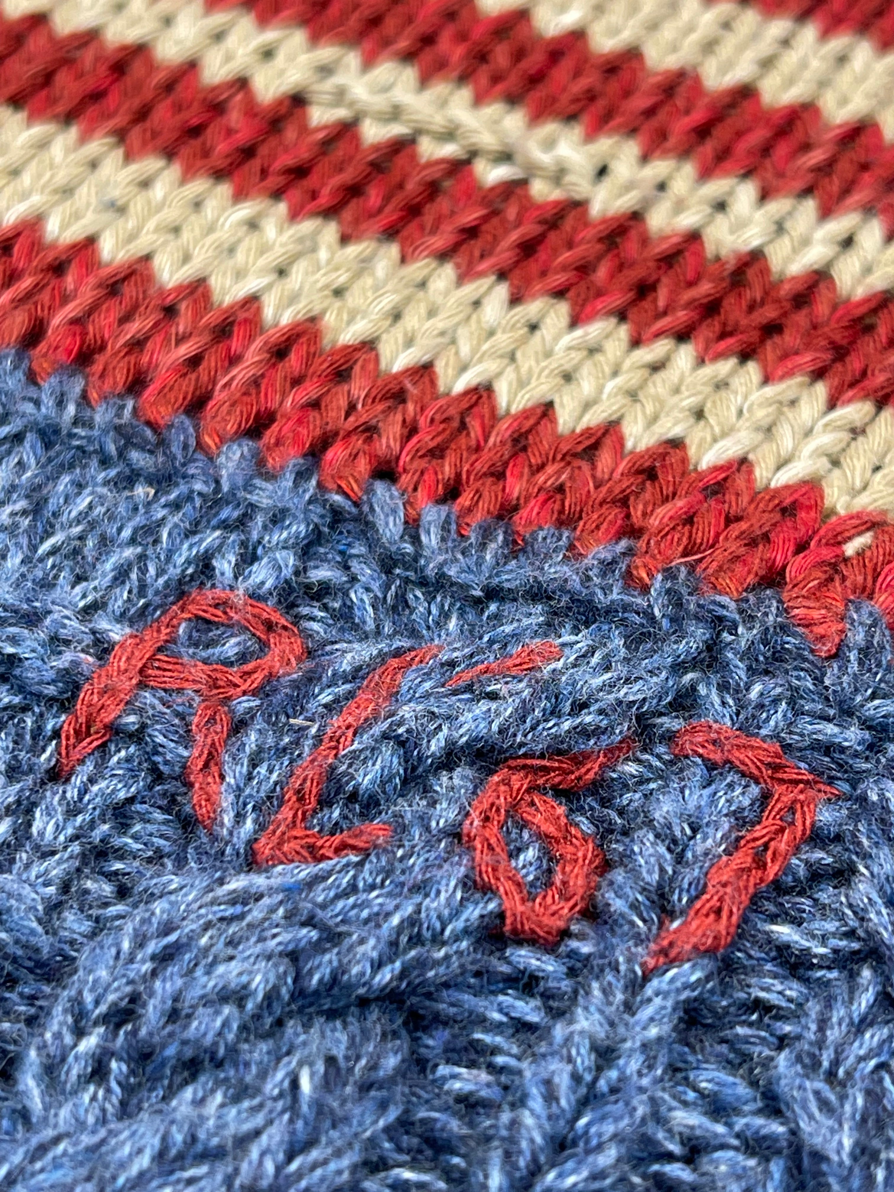 Denim & Supply Ralph Lauren Aran Knit Shawl Collar Flag Sweater (2021)
