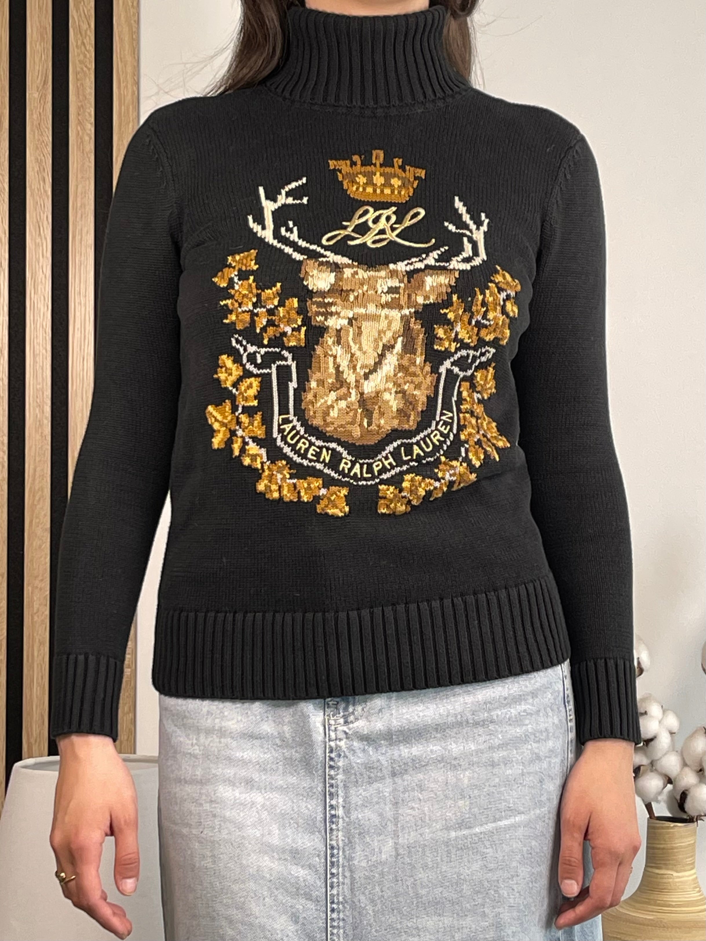 Lauren Ralph Lauren Intarsia Crest Turtleneck Sweater