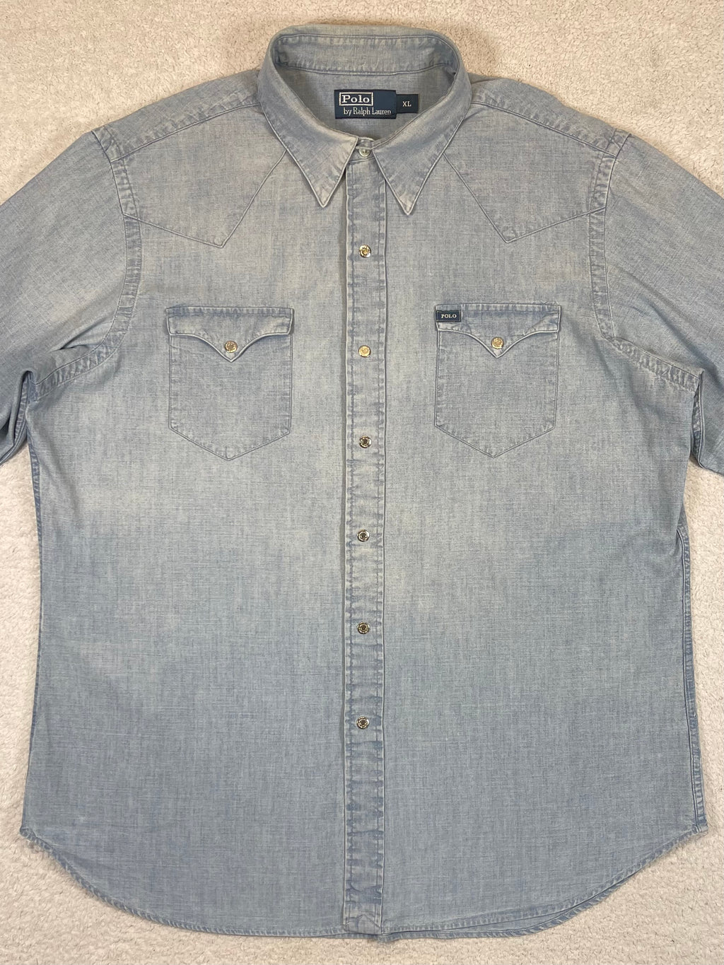 Polo by Ralph Lauren Vintage Patterned Chambray Western Shirt XL