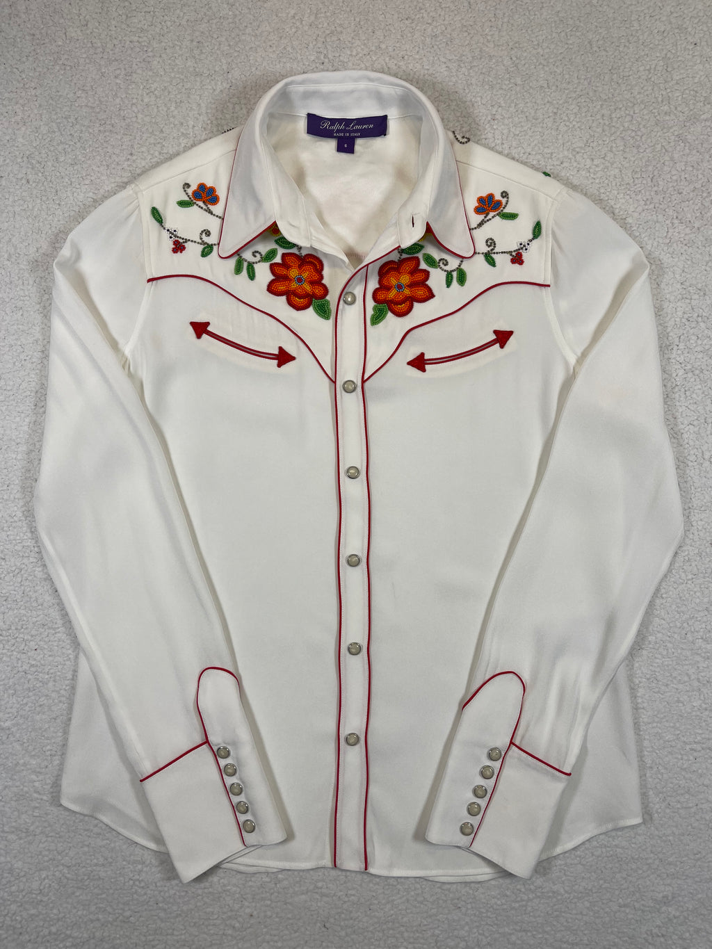 Ralph Lauren Collection Embroidered Satin Western Shirt