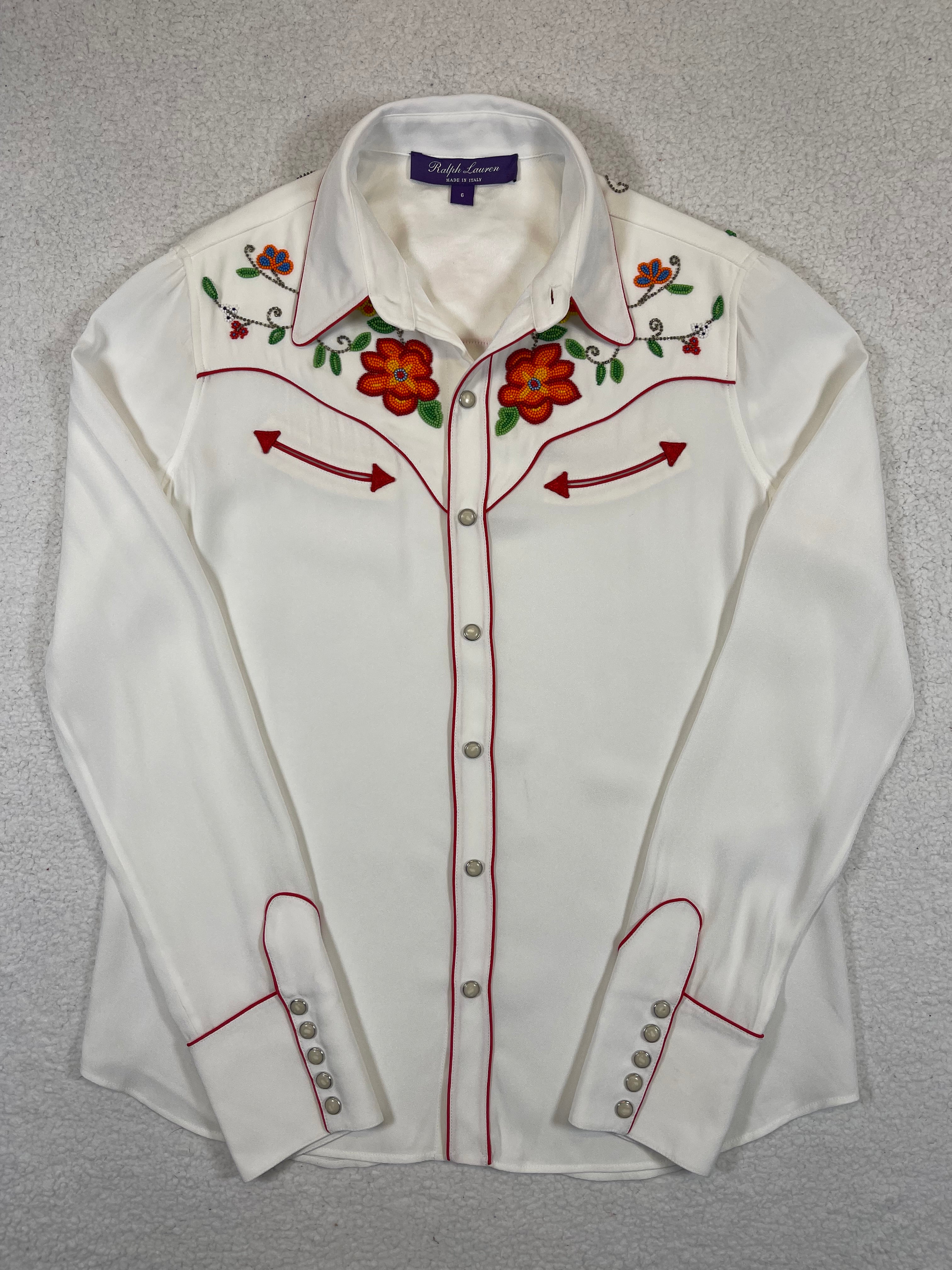 Ralph Lauren Collection Embroidered Satin Western Shirt