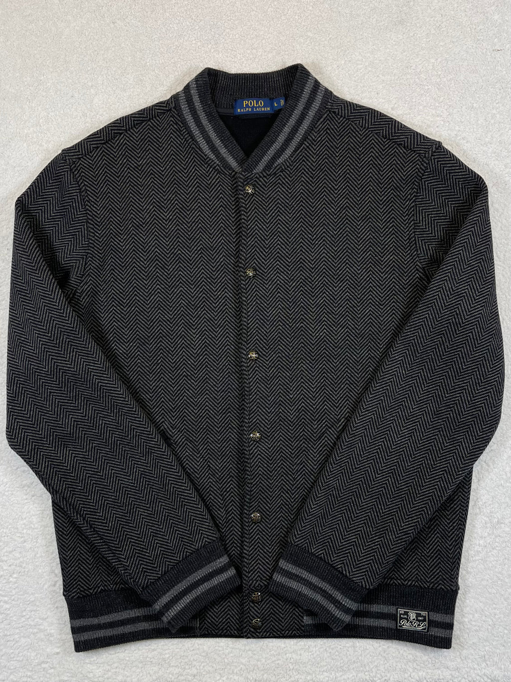 Polo Ralph Lauren Vintage Herringbone Wool-Blend Varsity Jacket