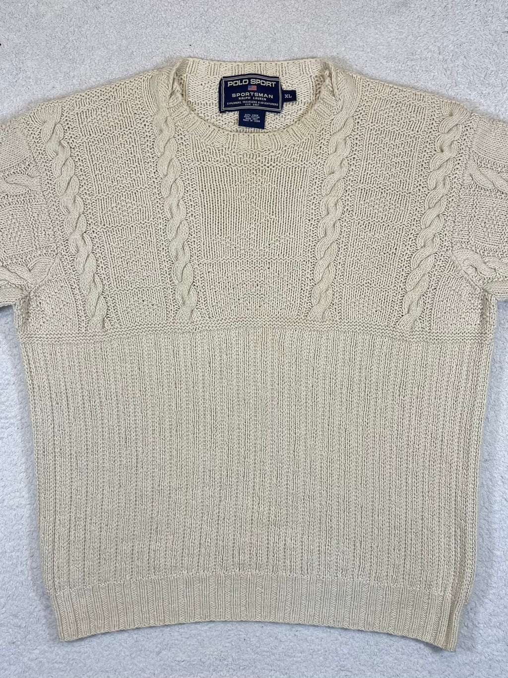 Ralph Lauren Polo Sportsman Vintage Hand-Knit Aran Anchor Sweater