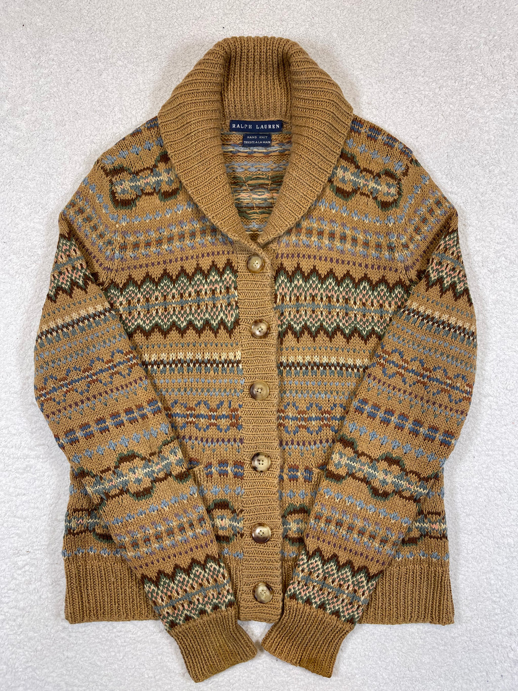 Ralph Lauren Vintage Hand-Knit Fair Isle Cardigan