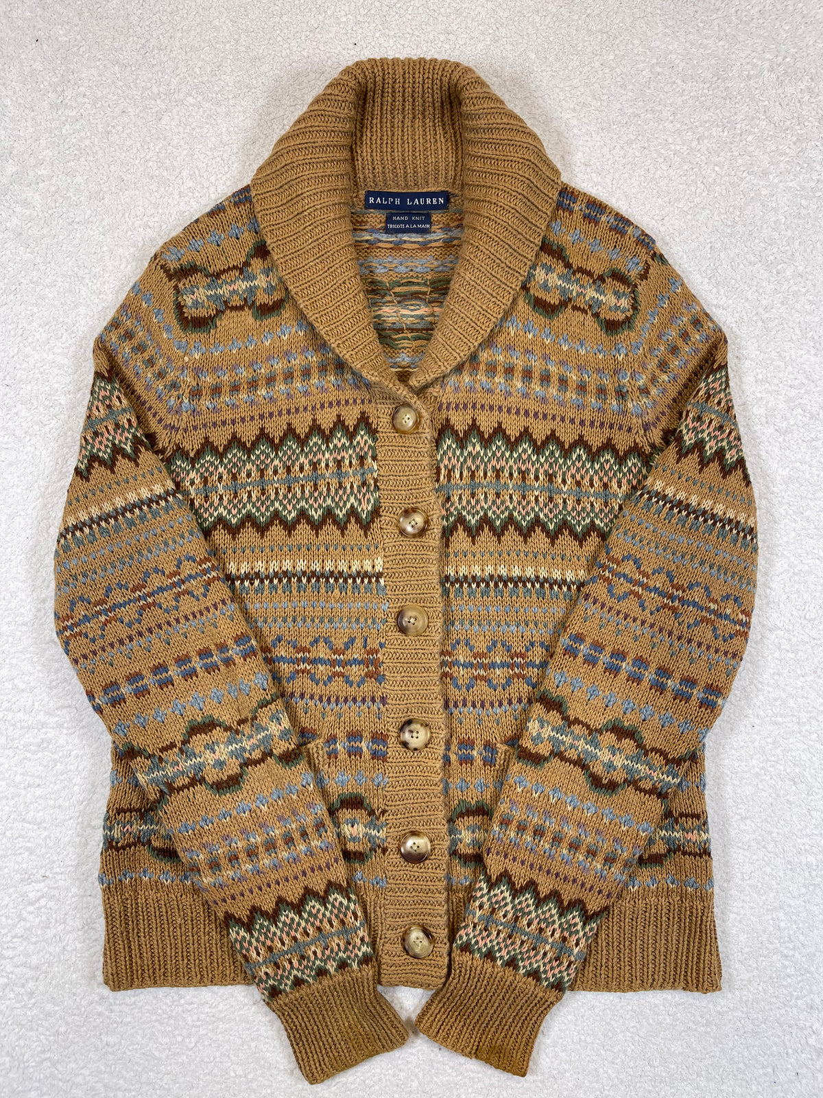 Ralph Lauren Vintage Hand-Knit Fair Isle Cardigan