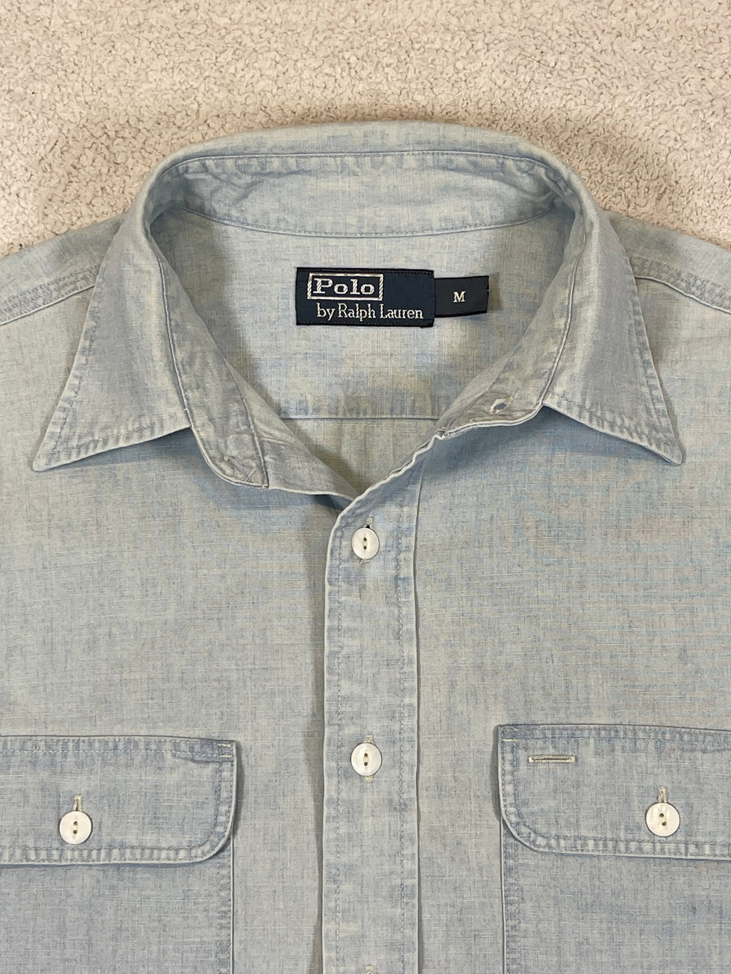 Polo by Ralph Lauren Vintage Patterned Chambray Workwear Shirt