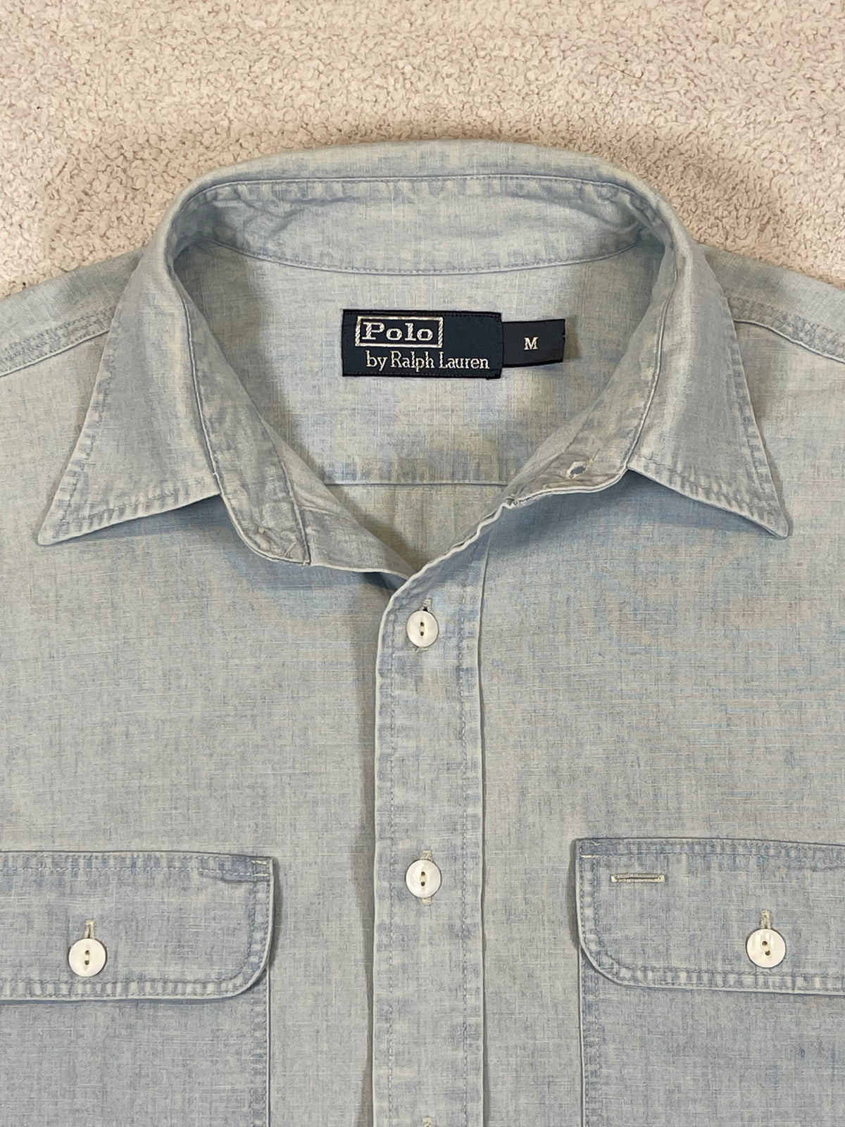 Polo by Ralph Lauren Vintage Patterned Chambray Workwear Shirt