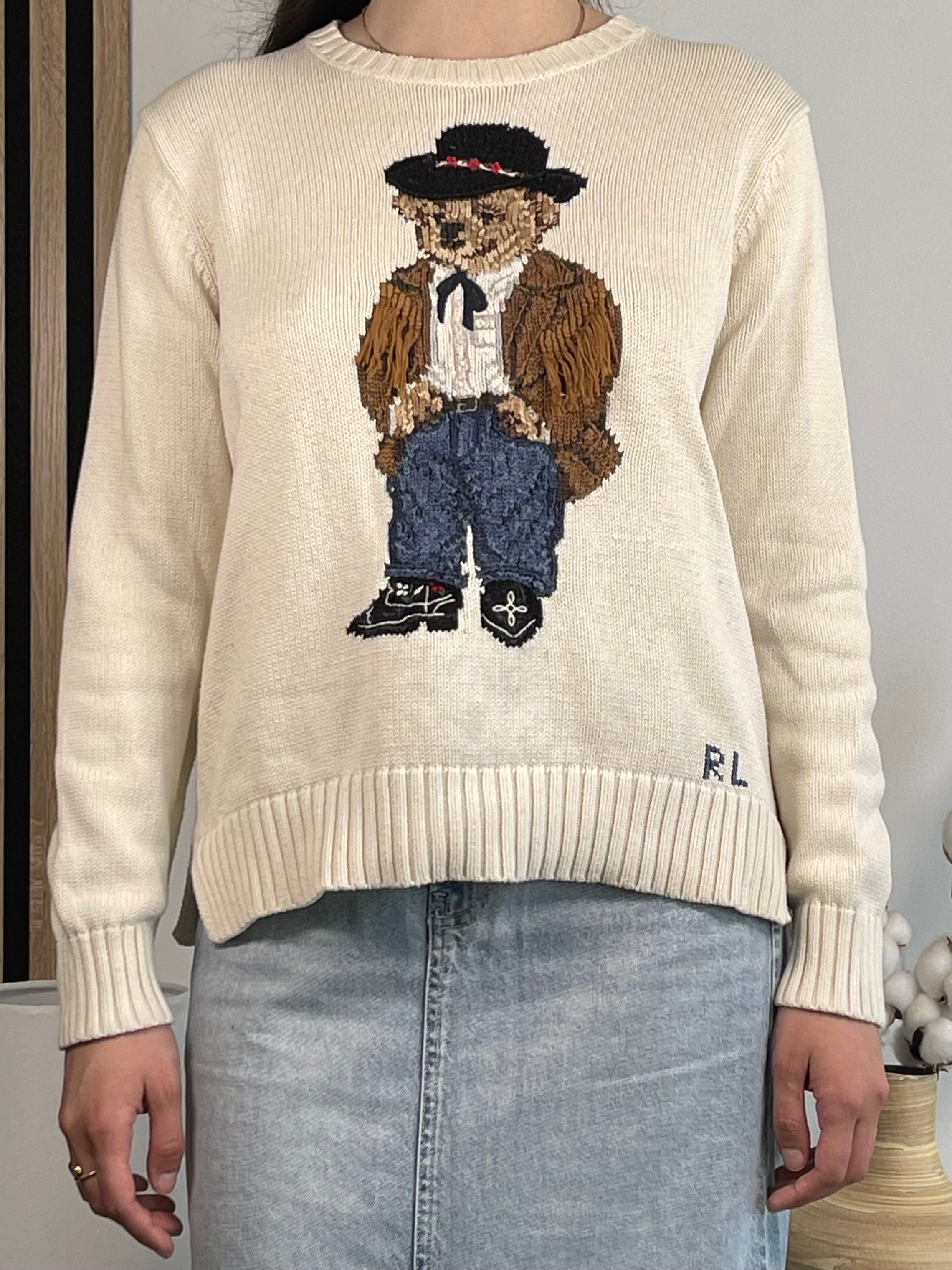 Polo Ralph Lauren Cowboy Polo Bear Cotton Sweater