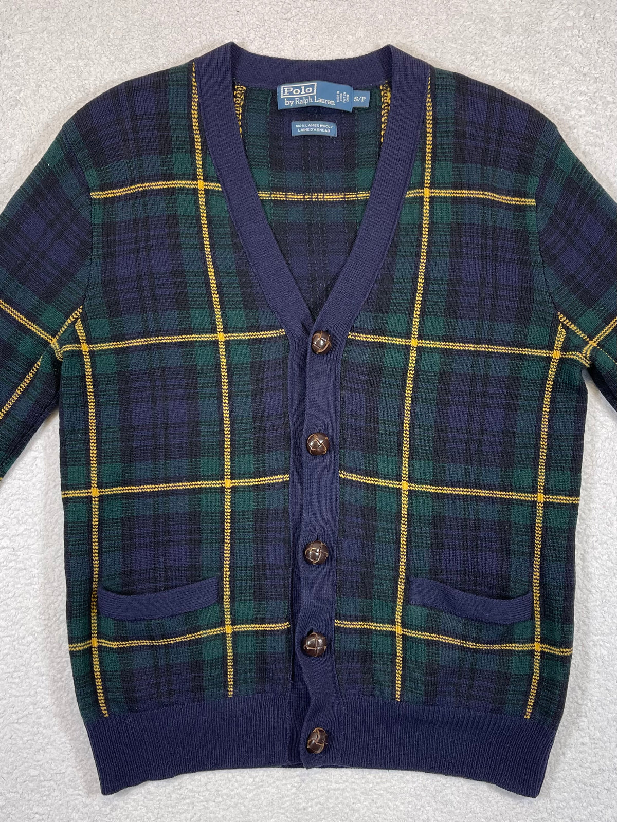 Polo by Ralph Lauren Vintage Tartan Lambswool & Suede Cardigan S